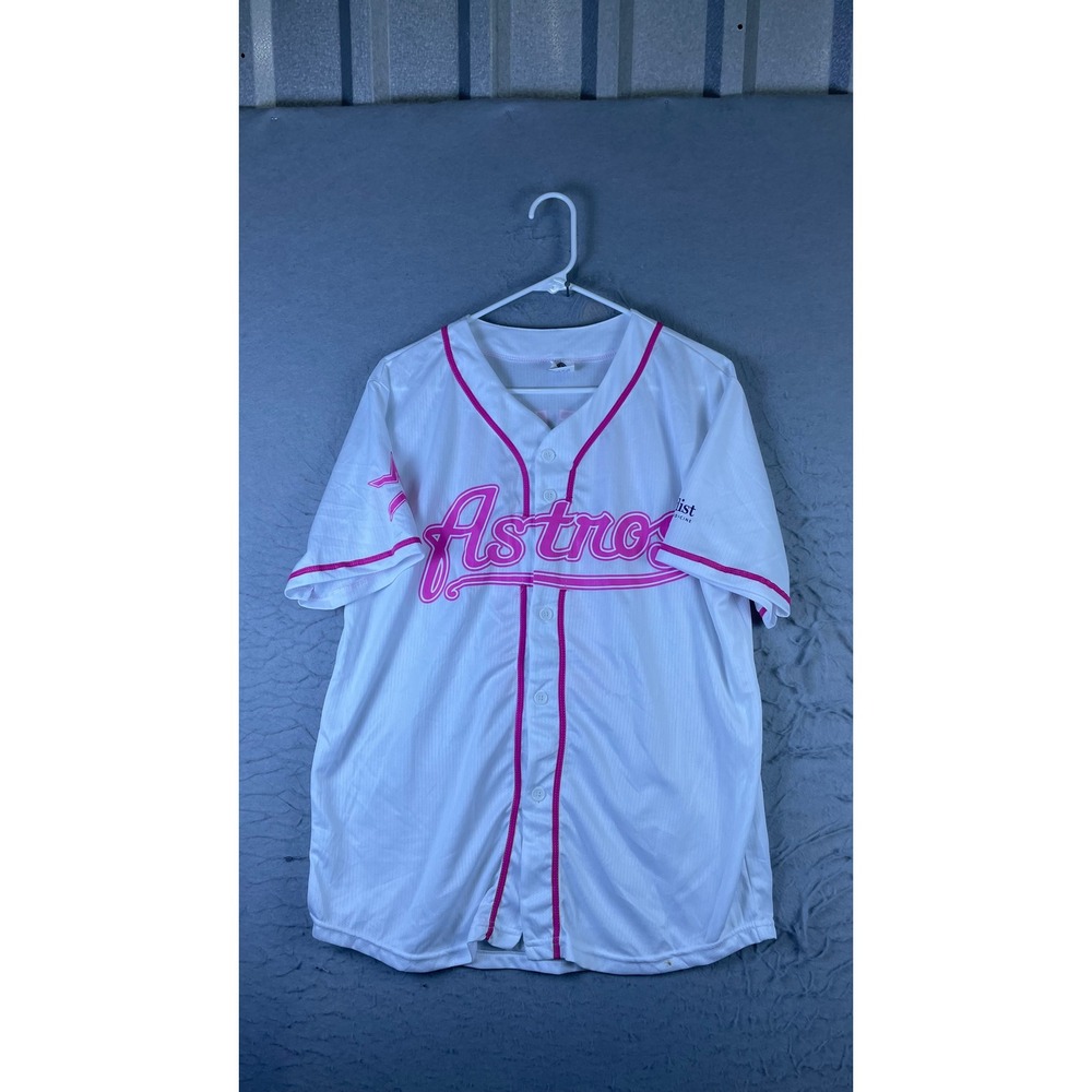 Houston Astros Baseball Jersey Mens Small White Pink Good Jose Altuve 27 MLB
